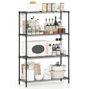 138,5cm Meuble &Eacute;tag&egrave;re &agrave; 4 Niveaux COSTWAY, &Eacute;tag&egrave;re R&eacute;glable, Grille en Fil en Forme de V, Charge 452kg, pour Maison Cuisine Garage - Neuf