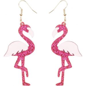 Kal-Boucles D'oreilles Flamant Rose Pour Femme, Alliage Boucles D'oreilles Pendantes Flamant Rose Bijoux D'oiseaux Pour Un Usage Quotidien Été Plage Fête Tropicale - Neuf
