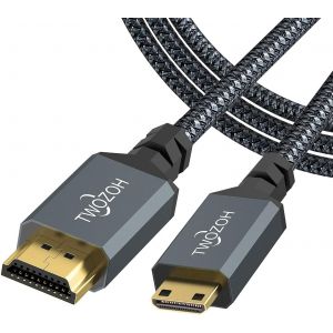 Mini Câbles Hdmi Vers Hdmi 3M, Nylon Tressé Mini Hdmi C Vers Full Hdmi A Pour 3D/4K 60Hz 1080P, Caméscope, Ordinateur Portable, Tablette Et Carte Graphique/Vidéo[BLE7110970] - Neuf