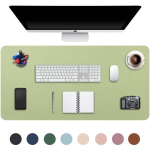 DDA-Tapis de Souris Grand Prolongé Mouse Pad Mat XXL sous Main Bureau en Cuir Tapis de Portable Pad Écriture pour Bureau/Domicile, PU Étanche + Suède Antidérapant 90 x 43 cm (Vert Clair) - Neuf