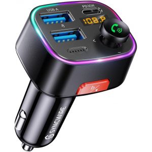 Transmetteur Fm Bluetooth 5.3 Voiture, 48w Max(Pd 36w Et 12w) Bluetooth Adaptateur De Charge Deux Usb Pour Voiture, Radio Sans Fil, Affichage Led, Appels Mains Libres, Support Clé Usb 64gb - Neuf