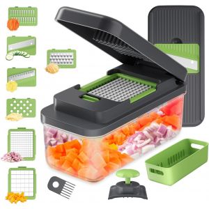 Eryi-M524-7 Coupe Legumes Multifonctions Et Mandoline Professionnelle Cuisine, 7 En 1 Mandoline Cuisine, Vegetable Chopper Avec L'organisateur, Decoupe Legumes Pour Les Légumes Et Les Fruits - Neuf