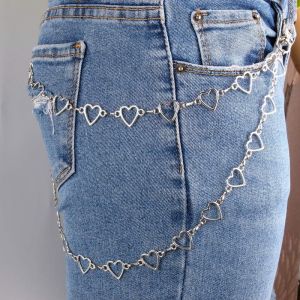 Unisex Hip Hop Punk Pendentif C?ur Superposition Pantalon De La Chaîne Porte-Monnaie De La Chaîne Jeans Pantalon De Bijoux Pour Hommes Femmes (Argent) - Neuf