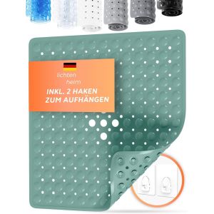 Tapis de douche antidérapant sensible 53 x 53 cm-Avec 2 crochets-Tapis de bain antidérapant-Sans BPA-Tapis de bain résistant à la moisissure et lavable (vert) - Neuf