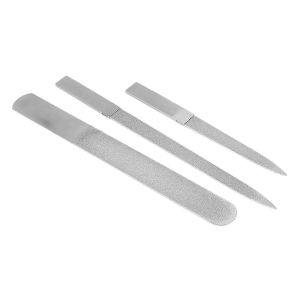 Set De 3 Limes &Agrave; Ongles En Acier Inoxydable Double Face Pour Salon,Voyage - Neuf
