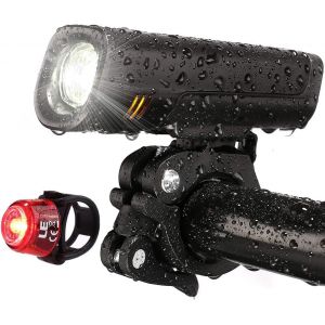 Ensemble D'éclairage De Vélo Led Cree,Lampe Vélo Led Avant Et Feu Arrière Rechargeable Usb Et Étanche,4 Modes D'éclairage Phare Et Feu Arrière De Vélo Pour Vtt Cyclisme Poussette - Neuf