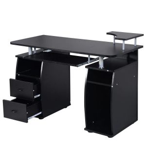 Bureau informatique avec support d'&eacute;cran 120 x 55 x 85 cm am&eacute;lioration de l'efficacit&eacute; style moderne en MDF noir Helloshop26 20_0010917 - Neuf