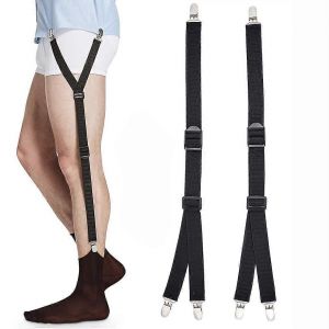 1paire Hommes S Chemise Reste Jambe Bretelles Sangle Ceinture R&eacute;glable &Eacute;lastique Militaire Chemise Porte-Chemise Tuckers Non Slip Clips Chaussette Jarreti&egrave;res - Neuf
