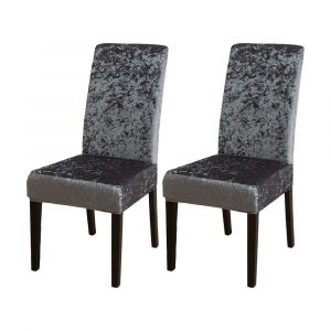 Lot de 2 housses de chaise extensibles en velours gris pour salle &agrave; manger, amovibles et lavables, compatibles avec la plupart des chaises standard. - Neuf