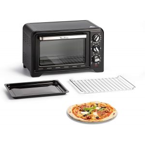 Four &Eacute;lectrique Posable 19 L, Compact, Chaleur Tournante, 6 Modes De Cuisson, Thermostat R&eacute;glable Jusqu`&Agrave; 240&deg;C, Minuteur 120 Min, Grille R&eacute;versible, L&egrave;che Frites, Optimo Noir Ox444810 - Neuf