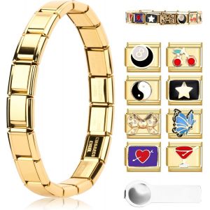Eryi-Bracelet À Breloques Italiens En Or, Ensemble De Bracelets Italiens, Modules Amovibles Pour Bracelets De 9 Mm, Bracelets À Breloques Italiens En Or Avec Outil D'ouverture Pour Filles Et - Neuf