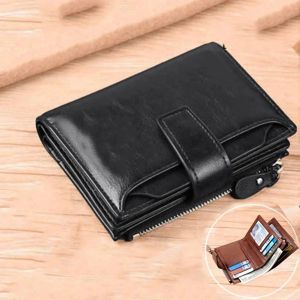 Porte-monnaie homme portefeuille RFID antivol homme portefeuille en cuir fermeture éclair porte-carte de visite sac d'argent portefeuille homme--No LOGO black - Neuf