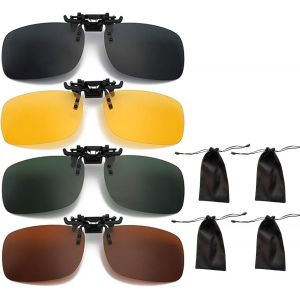Chicslick-4 Pi&egrave;ce Clip Solaire Pour Lunettes De Vue, Clip Lunettes De Soleil Avec 4 Sacs De Lunettes, Clip Lunettes De Soleil Polaris&eacute;es Femmes Pour La Conduite Et Activit&eacute;s De Plein Air[X196] - Neuf