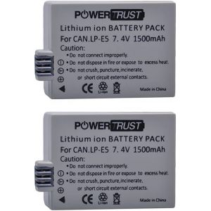 Batterie 1500 mAh LP-E5 LPE5 LP E5 pour Appareil Photo Canon EOS 1000D, EOS 500D, EOS 450D, Kiss X3, Kiss X2, Kiss F, Rebel T1i, Rebel XS, Rebel XSi - Neuf