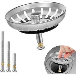 JGD-Bouchon Evier Cuisine INOX 79mm, Bonde Universelle en Acier Inoxydable pour Drainage Rapide, Anti-Obstruction et Anti-Corrosion - Installation Facile (pour Trou d'&Eacute;vier de 79,3-82mm) - Neuf