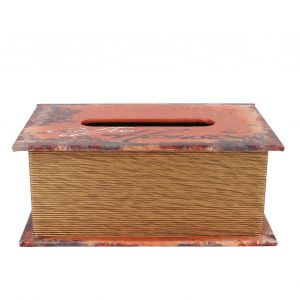 Boite a mouchoirs en bois vintage en forme de livre, boite decorative retro pour serviettes de table, pour salon, chambre a coucher, orange et marron - Neuf