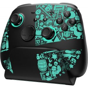 Manette Switch 2 Pro Avec Charge Station, Manette Switch Sans Fil Compatible Avec Nintendo Switch 2/Oled, Bluetooth Switch Pro Controller Avec Effet Hall/7 Couleurs Led/Turbo/Lien D'application, Noir - Neuf