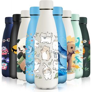 Gjfty-Gourde Isotherme, Acier Inoxydable 18/8, Bouteille Isotherme, 500ml Sans Bpa, Gourde Inox Enfant, Étanche Double Isolation, Bouteille Inox Pour Le Camping, Les Écoles, Les Gymnases - Neuf