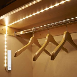Ruban Led 3m Chambre Lumiere Pile Led Detecteur De Mouvement, Reglet Bande Led Blanche 3m Strip Lights Tv Interieur Nuit Light Lumineuse Bandeau Leds Autocollante &Eacute;clairage Sans &Eacute;lectricit&eacute; - Neuf