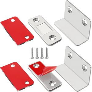 Aimant Porte Placard Lot de 2 Loquet Magnetique Ultra Mince en Acier Inoxydable avec Vis et Colle Ferme Porte Puissant Pour Fermeture de Porte Coulissante, de Tiroir, de Cabinet, des Meubles - Neuf