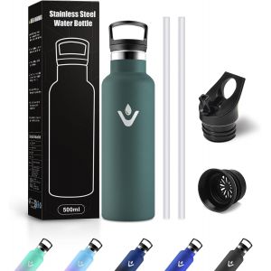 Kalanka-Bouteille Isotherme 500ml, Gourde Avec En Paille, Sans Bpa, Anti Fuite Et R&iquest;&iquest;Utilisable, Gourde Pour Camping, Voyage, Randonn&iquest;&iquest;E - Neuf