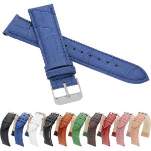Kal-Croco Lm Bracelet De Montre En Cuir De Vachette Avec Motif Crocodile Noir, Marron, Blanc, Rouge, Bleu, Vert - Neuf