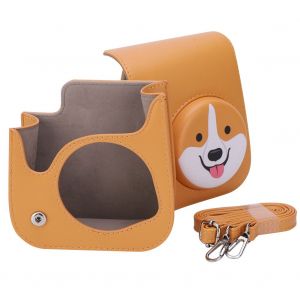 Sacoche vintage en PU pour appareil photo, bandouliere simple, sac de rangement, compatible avec les appareils photo mini11, motif chien jaune - Neuf