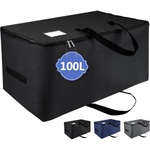 Apt-Grand Sac De Rangement Sous Lit Avec Poignée, Pliable Sacs Pour Vêtements En Tissu Oxford 600d, Organiseur Sac De Rangement Pour Couette, Jouets, Couvertures 70x42x35cm, 100l Noir - Neuf