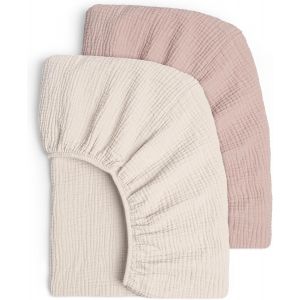 Tianyi-Lulumoon Lot De 2 Draps Housses En Mousseline De Coton Pour Enfant, Alese 60x120 Cm Lit Bébé Pliable, Drap Housse 70x140 Cm Respirant Pour Lit De Berceau, Lit De Couffin-Sable Crème - Neuf