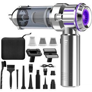 Aspirateur Voiture sans Fil 3-en-1 Puissant (21KPA) - Mini Aspirateur avec Moteur Brushless, 3 Niveaux de Puissance, Portable pour Nettoyage Auto/Int&eacute;rieur - Compact & L&eacute;ger - Neuf