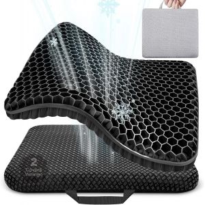 SUBZONAL-Coussins de Chaise,Coussin de Gel Respirant, Coussin Anti Escarres, Soulage la Pression sur Le Orthop&eacute;dique avec Housse Antid&eacute;rapant pour Voiture/Bureau/Maison/Fauteuil Roulant (Noir) - Neuf