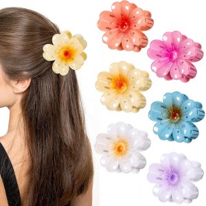 Ershi-6 Pièces Pince Cheveux Fleur, Hawaienne Pince Cheveux Fleur, Grandes Tournesol Barrette Fleur, Pince À Griffes Fleur Antidér[718] - Neuf