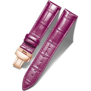 Kalanka-Bracelet De Montre En Cuir Femme Homme 12mm-24mm Bracelet De Remplacement Avec Boucle De Déploiement Papillon Argent/Or/Or Rose - Neuf