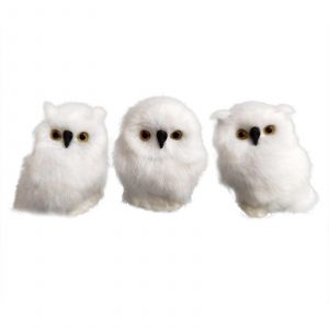 3 Pcs Fourrure en Peluche Hibou de No&euml;l Ornements de Duvet Blanc Chouettes Figurines de No&euml;l Ornement Mignon Bois de Fausse Fourrure des Animaux d'Ornements pour les Vacances de No&euml;l, Arbre - Neuf