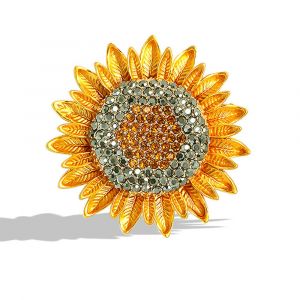 Broche Tournesol Colorée En Strass, Broche Tournesol Dorée, Bijoux Fantaisie Pour Femmes Et Filles - Neuf
