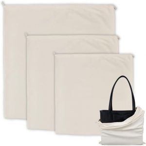 Lot De 3 Pochettes De Rangement Respirantes Et Anti Poussi&egrave;re Sac De Rangement En Tissu Imperm&eacute;able Pour Sacs &Agrave; Main Et Chaussures Organisateurs De Voyage Avec Cordon De Serrage - Neuf