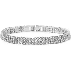 Eryi-Bracelet Femme Argent Cristal Zirconium Bracelet Jonc Femme Or Bijoux Cadeau Femme Anniversaire Amitie Maman Personnalisé Bracelets Silver - Neuf