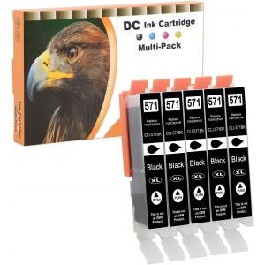 5X Noir Cartouches d'encre Compatibles pour Canon Pixma CLI-571BK XL pour Canon PIXMA MG5750 MG5751 MG5752 MG5753 MG6850 MG6852 MG7750 MG7751 TS5050 TS5051 TS5053 TS5055 TS6050 TS6051 TS6052 - Neuf