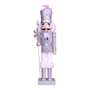 Ornements en bois de casse-noisette de roi ornements de Noël de dessin animé décor de vacances jouets pour enfants marionnettes de casse-noisette argent doré argent - Neuf