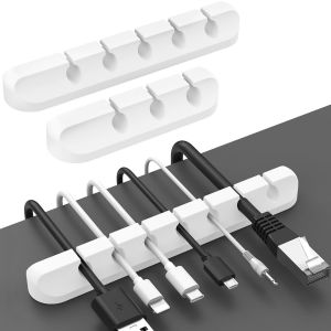 Clips Câble Organisateur Bureau,3 Pack Support de Câble Cadre en Métal Gestion des Cables,Câble Rangement pour USB Câbles de Chargeur/Cordon/Bureau à Domicile et Voiture (Blanc) - Neuf