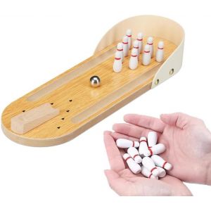 TDRFL-Bowling Enfant Bois Massif Naturel Jeux De Quilles Peinture Non Toxique Jeu De Quilles Bebe Bas De Noël Bourrages Pour Adolescents Garçons Jeux De Quilles Bowling Enfant - Neuf