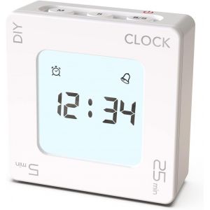 Checarzhn--No1-Minuteur Numérique Avec Horloge 5, 25 Minutes Préréglées Compte À Rebours Réveil Multifonctions Outil Gestion Du Temps Pour Les Réunions Classe Blanc - Neuf