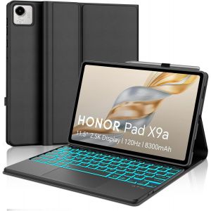 Étui De Clavier Pour Honor Pad X9a, 11,5"" 2025 U2013 Clavier Bluetooth Rétroéclairé Amovible 7 Couleurs, Coque De Protection Pour Honor Pad X9a 11,5"" Avec Clavier Sans Fil, Noir[Z2036] - Neuf