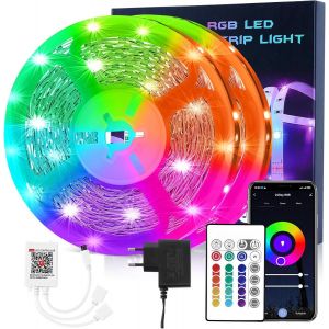 Ruban Led Led 20m Wifi, Compatible Avec Alexa Et Google Home, 30 Led/M&egrave;tre, 600 Led, Rvb 24v Bande, App Et T&eacute;l&eacute;commande, Mode Musique, Led Pour Chambre, Salon, Cuisine, Chambre, Ba[Rub9220021] - Neuf