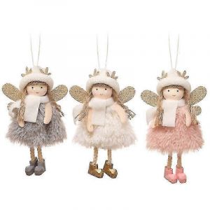 D&eacute;coration d'arbre de no&euml;l avec des bois de cervid&eacute;s en peluche poup&eacute;e pour la d&eacute;coration festive - Neuf