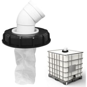 NouvelHorizonstore-Filtre &agrave; Couvercle IBC, 163mm Accessoires de R&eacute;servoir IBC avec Coude DN 75 45&deg; Filtre &agrave; Eau de Pluie en Nylon avec Filtre Lavable pour R&eacute;servoir d'eau De Pluie IBC - Neuf