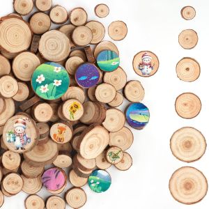 Mevronisshop-120 Pi&egrave;ces Rondelles Bois Naturel Brut, Petits Disques En Bois 1-3cm, Tranches De Bois Naturel Pour Diy, Rondin Rondelle Rond En Bois, Pour D&eacute;coration Artistique, Noel, Faire La F&ecirc;te - Neuf