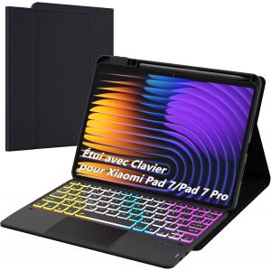 Pour Xiaomi Pad 7/Pad 7 Pro Étui Avec Clavier Détachable - Français Azerty, Clavier Rétroéclairé Diy 3 Zones 7 Couleurs Avec Pavé Tactile - Étui Clavier Pour Xiaomi Pad 7/Xiaomi Pad 7 Pro 11.2 - Neuf