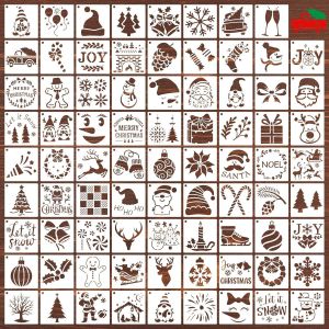 Pochoirs De No&euml;l - 80pcs Petits Pochoirs De Peinture De Dessin R&eacute;utilisable - D&eacute;co Pour Fen&ecirc;tre Mur Cartes Scrapbooking - Neuf