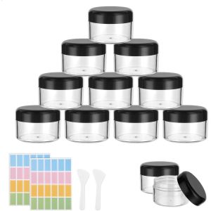 12PCS-50g/50ml Petit Pots Vide Cosm&eacute;tiques,Contenants Cosm&eacute;tiques Pot &Eacute;chantillon Transparent avec Spatule et &Eacute;tiquette,Petits Pots en Plastique Clair de Voyage pour Lotion/Cr&egrave;me - Neuf